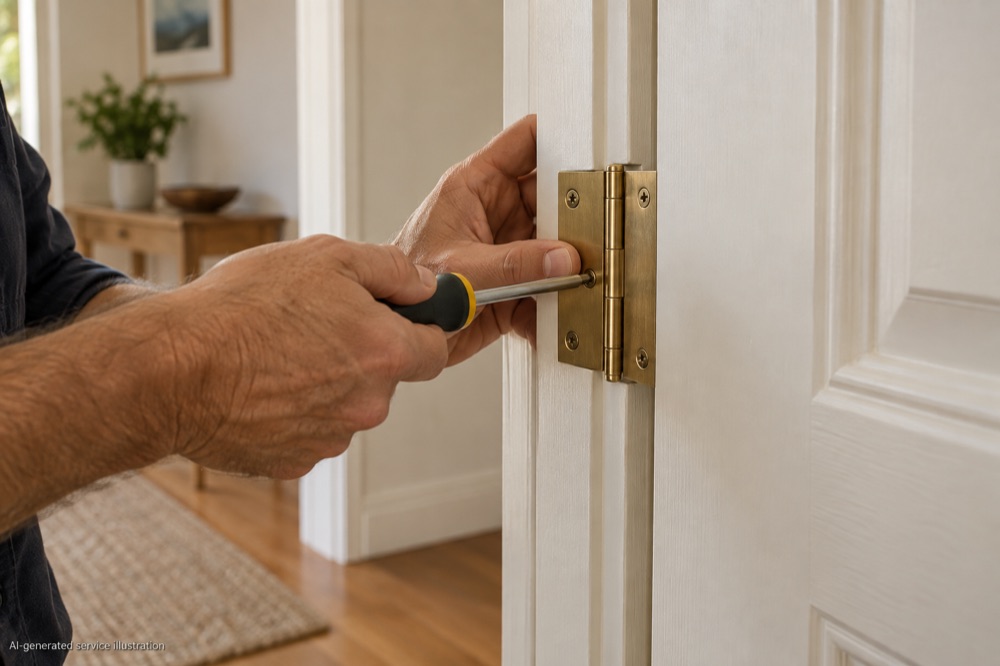 Illustration of an internal door hinge adjustment
