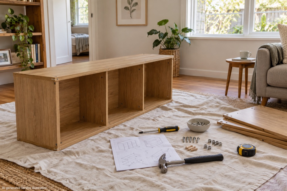 Illustration of furniture assembly